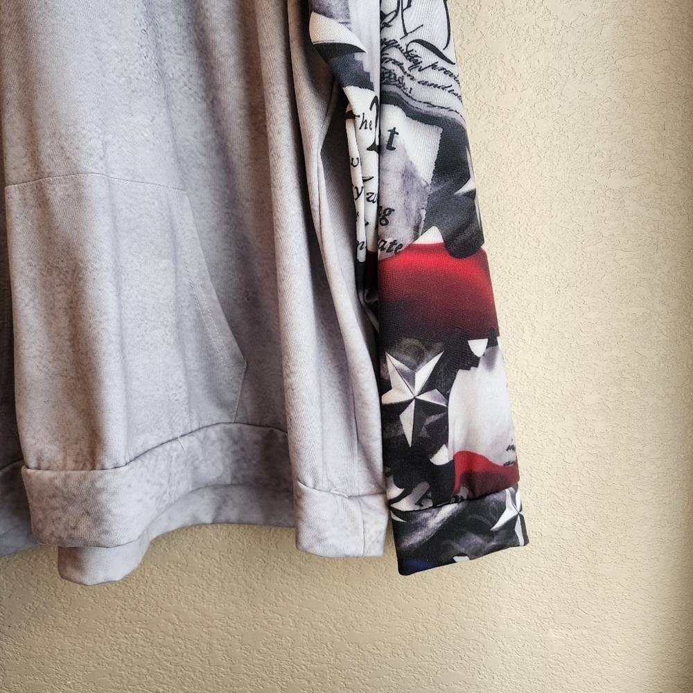 American Flag Graphic Grey Hooded Sweatshirt Size 3XL - Picture 6 of 12